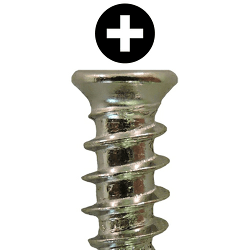 6.3mm x 7.5mm Flat Head Euro Screws, Phillips Drive Type B Thread and Blunt Point, Nickel, Box of Hundred by Quickscrews