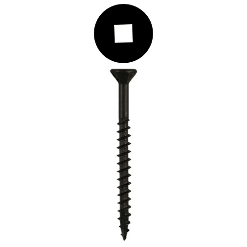 #8 x 2" Flat Head Assembly Screws, Square Drive Coarse Thread with Nibs and Type 17 Auger Point, Black, Box of 1 Thousand by Quickscrews