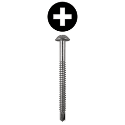 #14 x 3" Round Washer Head Installation Screws, Phillips Drive Partial Thread and SDS-Metal Self-Drilling Point, Zinc, Box of Thousand by Quickscrews