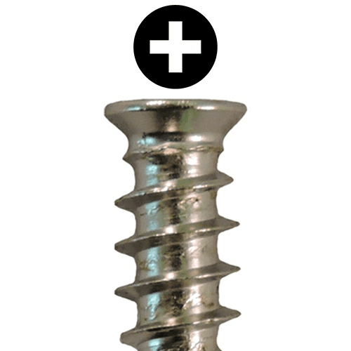 6.3mm x 13mm Flat Head Euro Screws, Phillips Drive Type B Thread and Blunt Point, Nickel, Box of 5 Hundred by Quickscrews