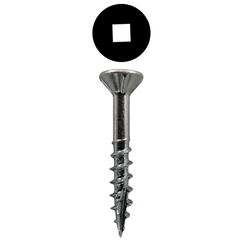 #8 x 1-1/4" Flat Head Assembly Screws, Square Drive Coarse Thread with Nibs and Type 17 Auger Point, Zinc, Box of 9 Thousand by Quickscrews
