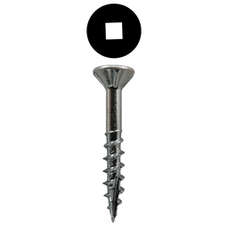 #8 x 1-1/4" Flat Head Assembly Screws, Square Drive Coarse Thread with Nibs and Type 17 Auger Point, Zinc, Box of 9 Thousand by Quickscrews