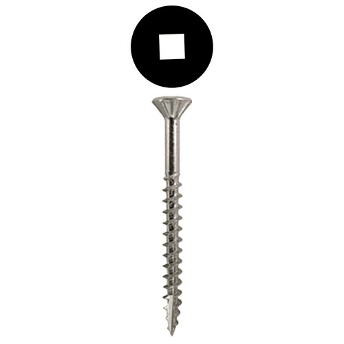 #8 x 1-3/4" Flat Head Assembly Screws, Square Drive Coarse Thread with Nibs and Type 17 Auger Point, Zinc, Box of 5.5 Thousand by Quickscrews