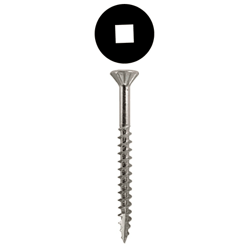#8 x 2-1/4" Flat Head Assembly Screws, Square Drive Coarse Thread with Nibs and Type 17 Auger Point, Zinc, Box of 3 Thousand by Quickscrews