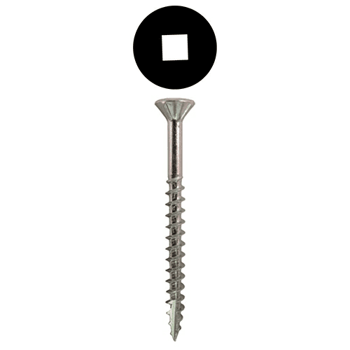 #9 x 2-1/2" Flat Head Assembly Screws, Square Drive Coarse Thread with Nibs and Type 17 Auger Point, Zinc, Box of 5 Hundred by Quickscrews