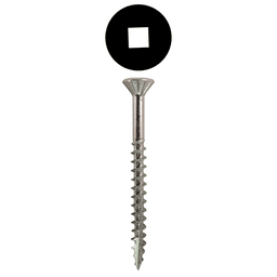 #9 x 2-1/2" Flat Head Assembly Screws, Square Drive Coarse Thread with Nibs and Type 17 Auger Point, Zinc, Box of 5 Hundred by Quickscrews