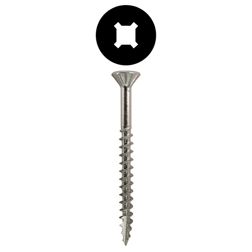 #8 x 1-3/4" Flat Head Assembly Screws, Square/Phillips Drive Coarse Thread with Nibs and Type 17 Auger Point, Zinc, Box of 5 Thousand by Quickscrews