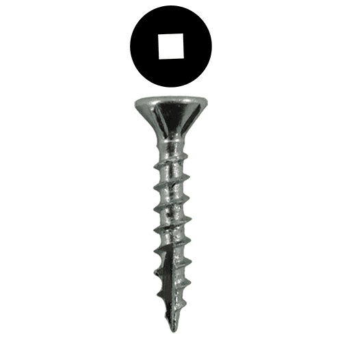 #8 x 1" Flat Head Assembly Screws, Square Drive Coarse Thread with Nibs and Type 17 Auger Point, Zinc, Box of Hundred by Quickscrews