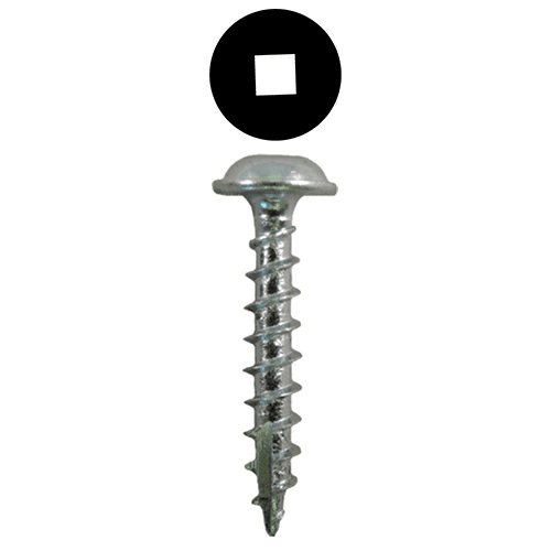 #8 x 1" Round Washer Head Assembly Screws, Square Drive Coarse Thread and Type 17 Auger Point, Zinc, Box of 10 Thousand by Quickscrews