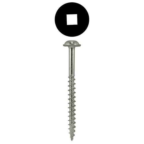 #8 x 2" Round Washer Head Assembly Screws, Square Drive Coarse Thread and Type 17 Auger Point, Zinc, Box of 1 Thousand by Quickscrews