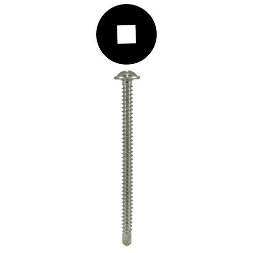 #10 x 2-1/2" Round Washer Head Installation Screws, Square Drive Full Thread and SDS-Metal Self-Drilling Point, Zinc, Box of 2 Thousand by Quickscrews