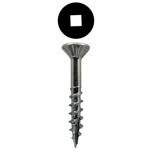 #8 x 1-1/8" Flat Head Assembly Screws, Square Drive Coarse Thread with Nibs and Type 17 Auger Point, Zinc, Box of 10 Thousand by Quickscrews