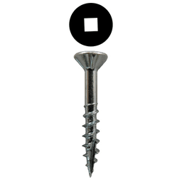 #8 x 1-1/8" Flat Head Assembly Screws, Square Drive Coarse Thread with Nibs and Type 17 Auger Point, Zinc, Box of 10 Thousand by Quickscrews