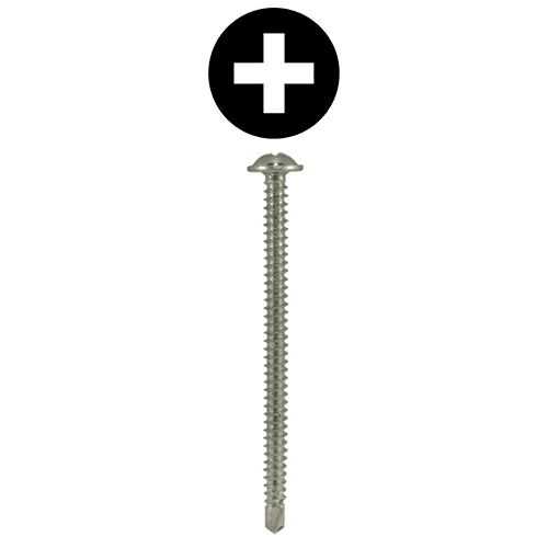 #8 x 2-1/2" Round Washer Head Installation Screws, Phillips Drive Full Thread and SDS-Metal Self-Drilling Point, Zinc, Box of 5 Hundred by Quickscrews