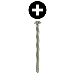 #8 x 2-1/2" Round Washer Head Installation Screws, Phillips Drive Full Thread and SDS-Metal Self-Drilling Point, Zinc, Box of 5 Hundred by Quickscrews
