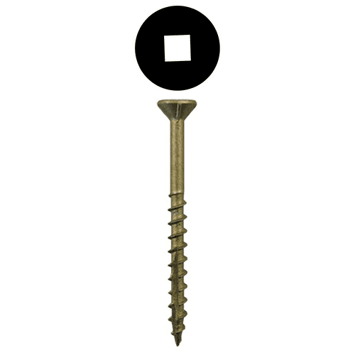 #8 x 3" Flat Head Decking Screws, Square Drive Coarse Thread with Nibs and Double Auger Point, Ultra Guard, Box of 5 Hundred by Quickscrews