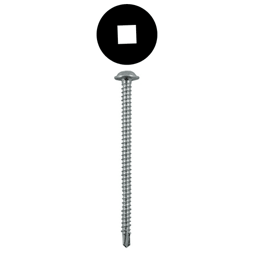 #10 x 2-1/2" Round Washer Head Installation Screws, Square Drive Full Thread and SDS-Metal Self-Drilling Point, Zinc, Box of 5 Hundred by Quickscrews