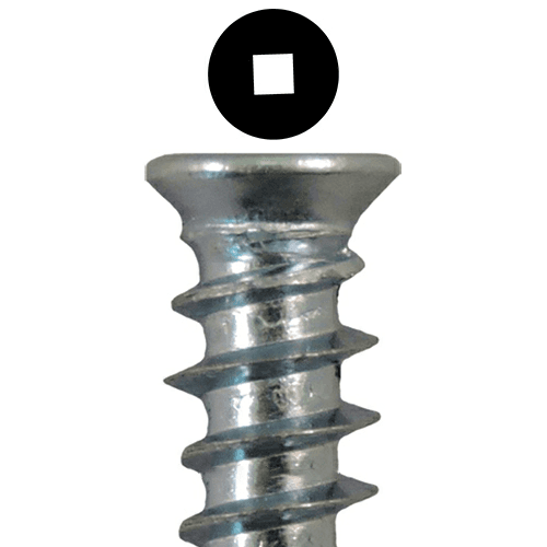 6.3mm x 11.5mm Flat Head Euro Screws, Square Drive Type B Thread and Blunt Point, Zinc, Box of 1 Thousand by Quickscrews