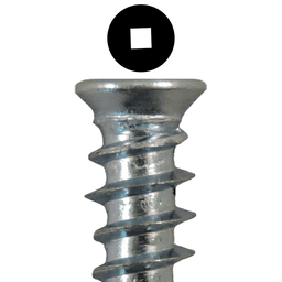 6.3mm x 11.5mm Flat Head Euro Screws, Square Drive Type B Thread and Blunt Point, Zinc, Box of 1 Thousand by Quickscrews
