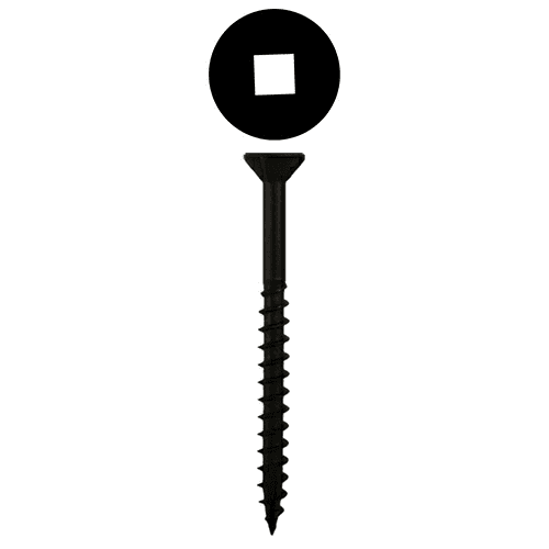 #8 x 1-1/8" Flat Head Assembly Screws, Square Drive Coarse Thread with Nibs and Type 17 Auger Point, Black, Box of 1 Thousand by Quickscrews