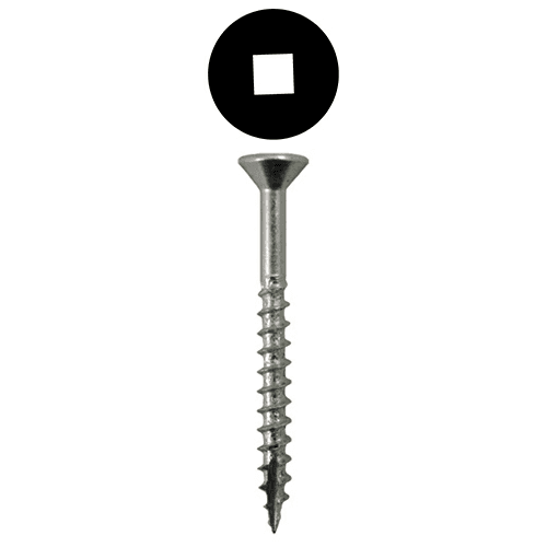 #6 x 1-1/4" Flat Head Hinge Edge Screws, Square Drive Coarse Thread and Type 17 Auger Point, Zinc, Box of 10 Thousand by Quickscrews
