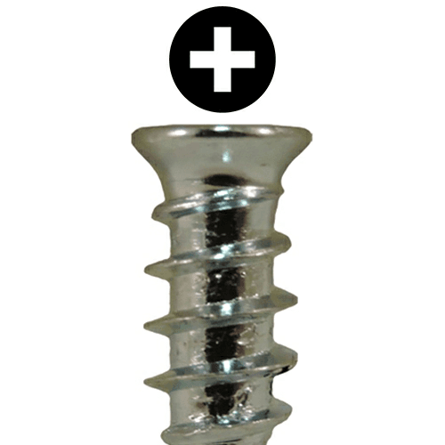 6.3mm x 14.5mm Flat Head Euro Screws, Phillips Drive Type B Thread and Blunt Point, Zinc, Box of 1 Thousand by Quickscrews