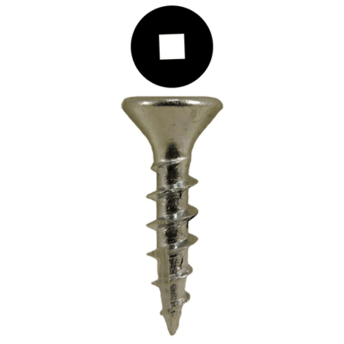 #6 x 1-1/2" Flat Head Hinge Edge Screws, Square Drive Coarse Thread and Type 17 Auger Point, Zinc, Box of Hundred by Quickscrews