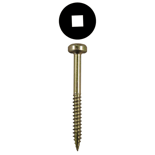 #6 x 1-1/2" Modified Pan Head Face Frame/Pocket-Hole Screws, Square Drive Fine Thread and Type 17 Auger Point, Yellow Zinc, Box of 7 Thousand by Quickscrews