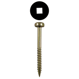 #6 x 1-1/2" Modified Pan Head Face Frame/Pocket-Hole Screws, Square Drive Fine Thread and Type 17 Auger Point, Yellow Zinc, Box of 7 Thousand by Quickscrews