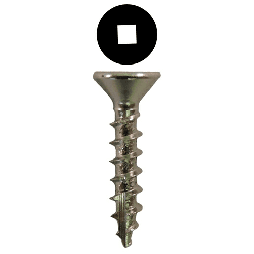 #6 x 1/2" Flat Head Hinge Edge Screws, Square Drive Coarse Thread and Type 17 Auger Point, Nickel, Box of 25 Thousand by Quickscrews