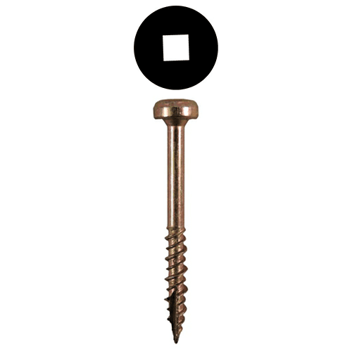 #7 x 1-1/2" Modified Pan Head Face Frame/Pocket-Hole Screws, Square Drive Hi-Low Thread and Type 17 Auger Point, Yellow Zinc, Box of 1 Thousand by Quickscrews