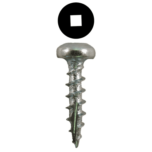 #8 x 5/8" Pan Head Hinge & Drawer Slide Screws, Square Drive Coarse Thread and Type 17 Auger Point, Zinc, Box of 1 Thousand by Quickscrews