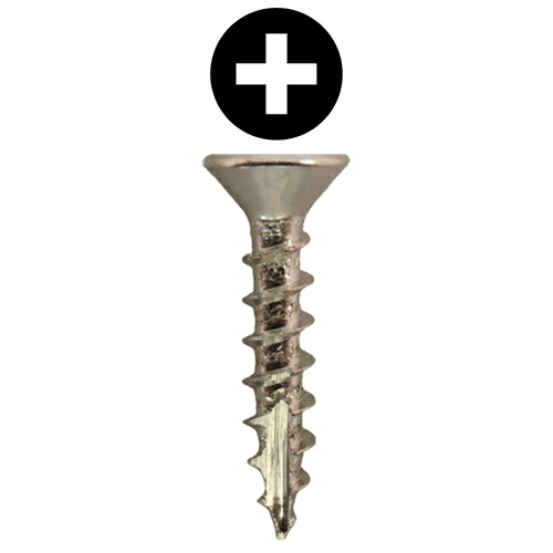 #6 x 5/8" Large Flat Head Hinge Edge Screws, Phillips Drive Coarse Thread and Type 17 Auger Point, Nickel, Box of 5 Thousand by Quickscrews