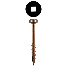 #7 x 1-1/2" Modified Pan Head Face Frame/Pocket-Hole Screws, Square Drive Hi-Low Thread and Type 17 Auger Point, Yellow Zinc, Box of Hundred by Quickscrews