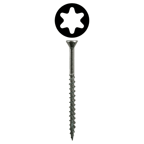 #8 x 1-1/4" Flat Head Assembly Screws, Torx Drive Coarse Thread with Nibs and Type 17 Auger Point, Zinc, Box of 9 Thousand by Quickscrews