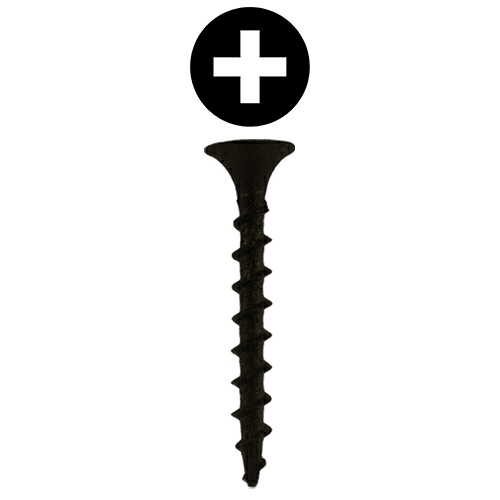 #6 x 1" Bugle Head Drywall Screws, Phillips Drive Coarse Thread and Sharp Point, Black, Box of Hundred by Quickscrews