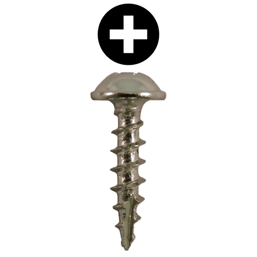 #8 x 3/4" Round Washer Head Compact Hinge Screws, Phillips Drive Coarse Thread and Type 17 Auger Point, Nickel, Box of 10 Thousand by Quickscrews