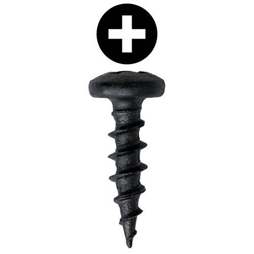 #8 x 5/8" Pan Head Hinge & Drawer Slide Screws, Phillips Drive Coarse Thread and Type 17 Auger Point, Black, Box of 12 Thousand by Quickscrews