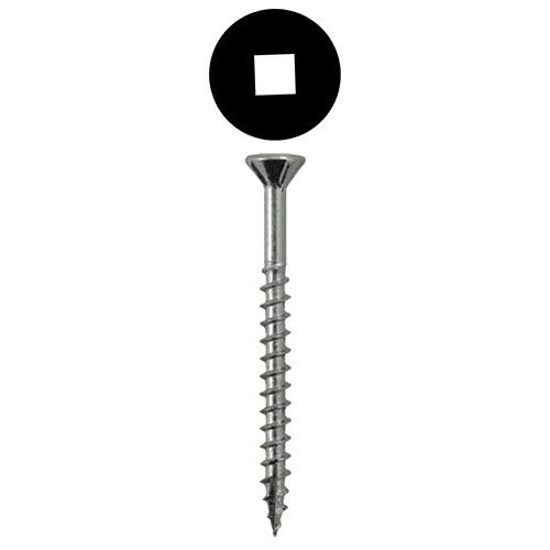#6 x 1-3/4" Flat Head Hinge Edge Screws, Square Drive Coarse Thread with Nibs and Type 17 Auger Point, Zinc, Box of 1 Thousand by Quickscrews