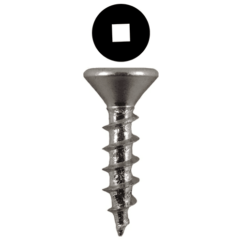 #8 x 1" Flat Head Assembly Screws, Square Drive Coarse Thread and Sharp Point, Zinc, Box of Hundred by Quickscrews