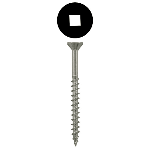 #8 x 2" Flat Head Assembly Screws, Square Drive Coarse Thread and Sharp Point, Zinc, Box of Hundred by Quickscrews