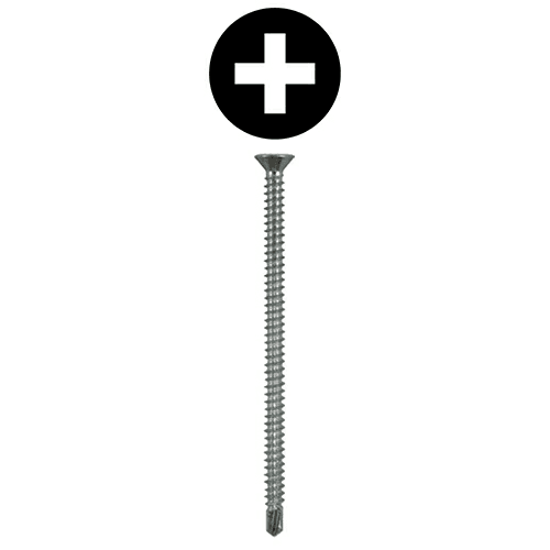 #8 x 3" Flat Head Installation Screws, Phillips Drive Partial Thread and Self Drilling Point, Zinc, Box of 1.25 Thousand by Quickscrews