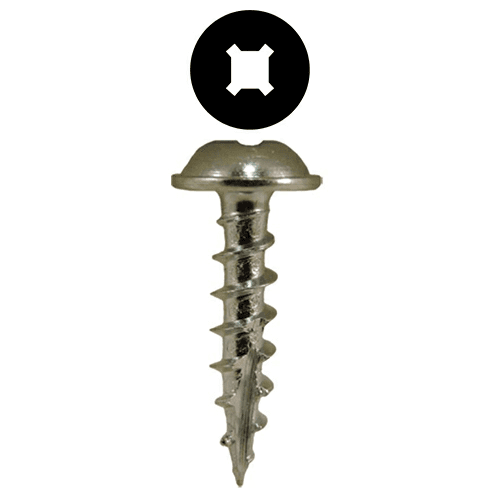 #8 x 5/8" Round Washer Head Compact Hinge Screws, Square/Phillips Drive Coarse Thread and Type 17 Auger Point, Zinc, Box of 12 Thousand by Quickscrews