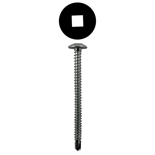 #10 x 4" Round Washer Head Installation Screws, Square Drive Full Thread and SDS-Metal Self-Drilling Point, Box of Thousand by Quickscrews