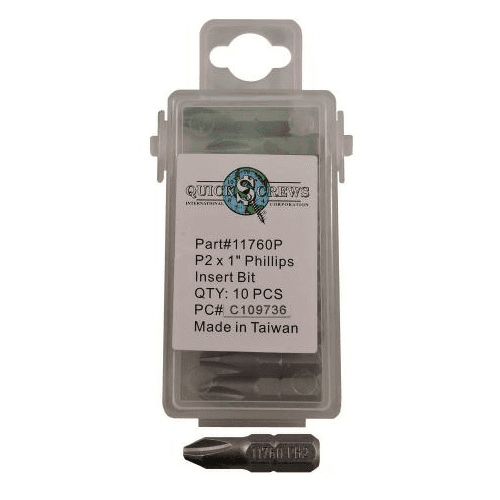 #2 x 1" Phillips Drive Insert Bit (10/Box)