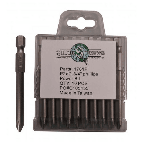 #2 x 2-3/4" Phillips Drive Power Bit (10/Box)