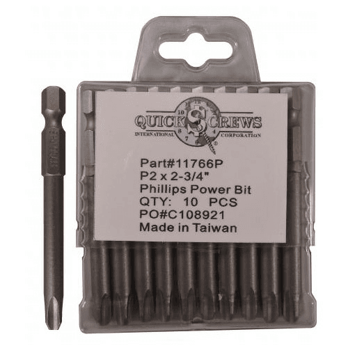 #3 x 2-3/4" Phillips Drive Power Bit (10/Box)