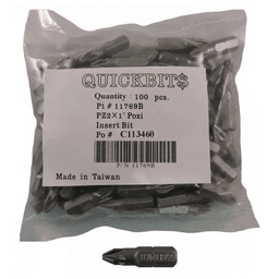 #2 x 1" Pozi Drive Insert Bit (100/Pack)