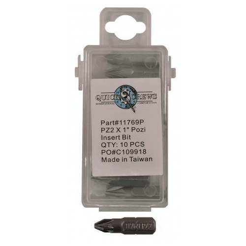 #2 x 1" Pozi Drive Insert Bit (10/Box)