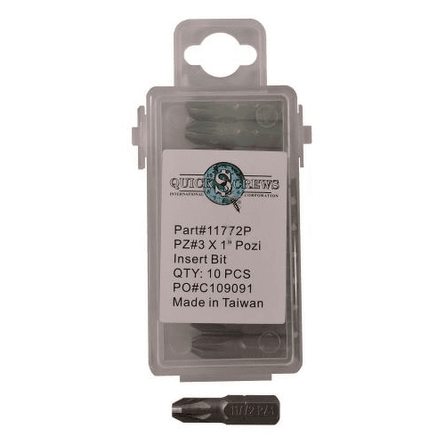 #3 x 1" Pozi Drive Insert Bit (10/Box)